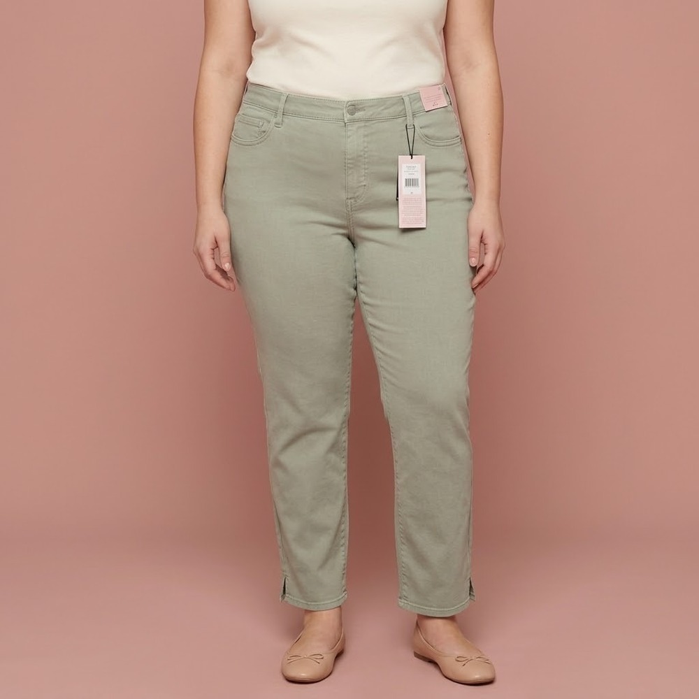NYDJ Curves 360 Slim Straight Ankle Side‎ Pants Women 20 Desert Wil Sage NWT